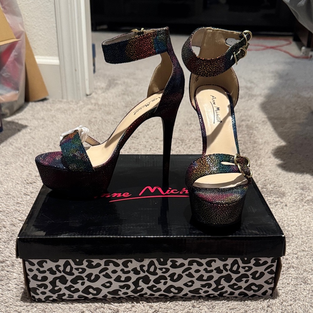 Anne Michelle Glittering Multicolor Heels